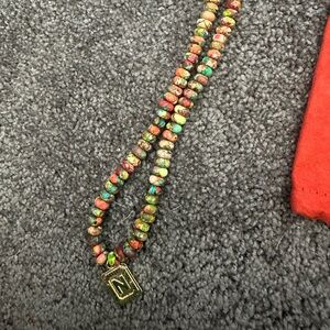 Colorful Beaded Bracha Initial Necklace